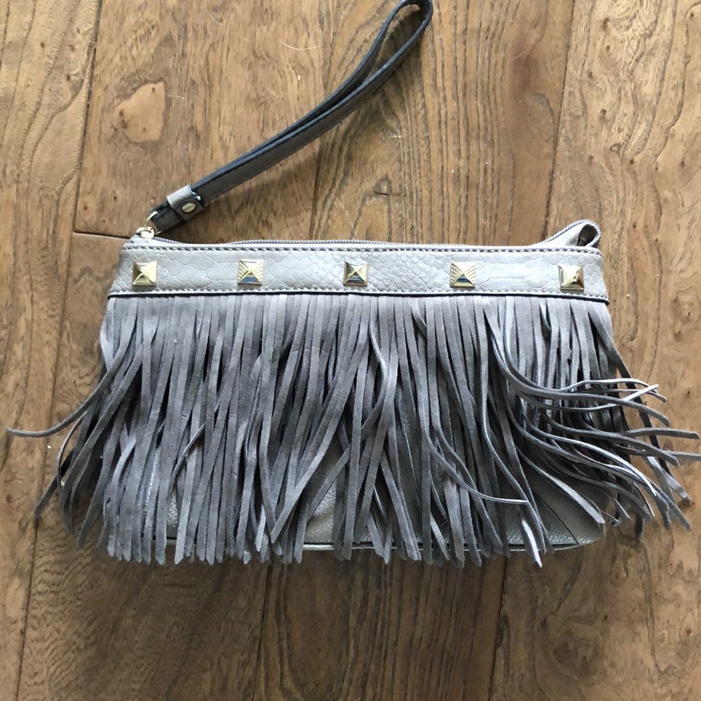 Gray wristlet with Fringe